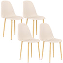 HOMCOM Dining Chairs Set of 4 w/ Curved Back, Steel Legs, Light Blue