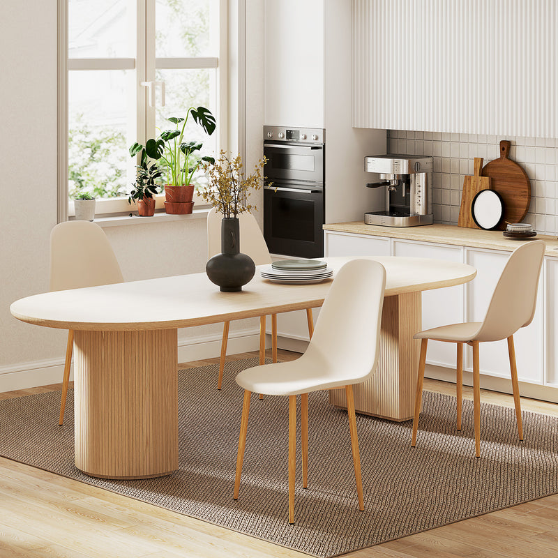 HOMCOM Dining Chairs Set of 4 w/ Curved Back, Steel Legs, Light Blue