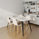 HOMCOM Dining Chairs Set of 4 w/ Curved Back, Steel Legs, Light Blue