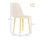 HOMCOM Dining Chairs Set of 4 w/ Curved Back, Steel Legs, Light Blue