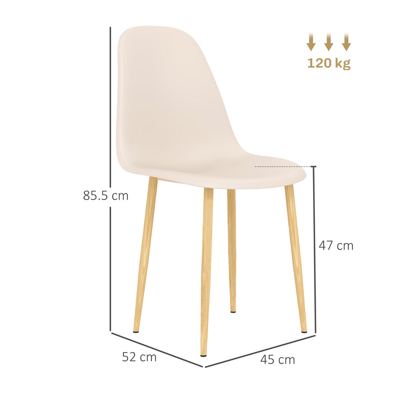 HOMCOM Dining Chairs Set of 4 w/ Curved Back, Steel Legs, Light Blue