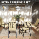 Outsunny 7 PCs Garden Dining Set w/ Umbrella Hole & Cushion