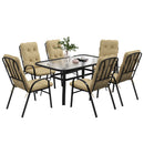 Outsunny 7 PCs Garden Dining Set w/ Umbrella Hole & Cushion