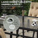 Outsunny 7 PCs Garden Dining Set w/ Umbrella Hole & Cushion