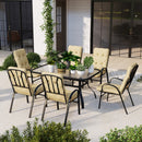 Outsunny 7 PCs Garden Dining Set w/ Umbrella Hole & Cushion