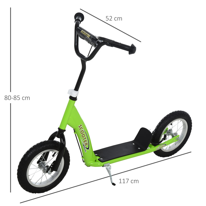 HOMCOM Kids Stunt Scooter With 12 Inch Rubber Wheels Adjustable Handlebar Green