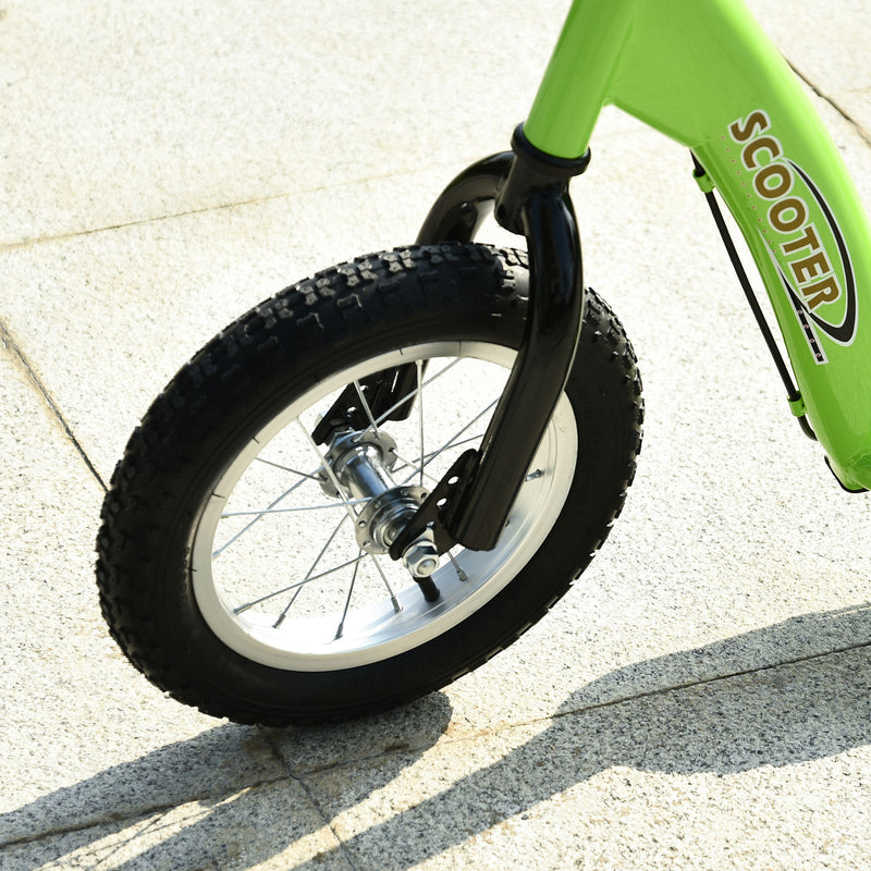HOMCOM Kids Stunt Scooter With 12 Inch Rubber Wheels Adjustable Handlebar Green