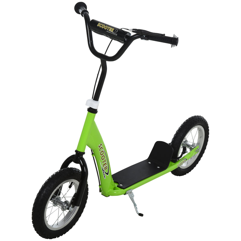 HOMCOM Kids Stunt Scooter With 12 Inch Rubber Wheels Adjustable Handlebar Green