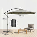 Outsunny 3(m) Banana Parasol Cantilever Umbrella Garden