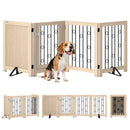 PawHut 4 Panel Freestanding Pet Gate Foldable with Door for Stairs, Doorway