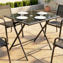 Outsunny Folding Square Garden Dining Table With Parasol Hole