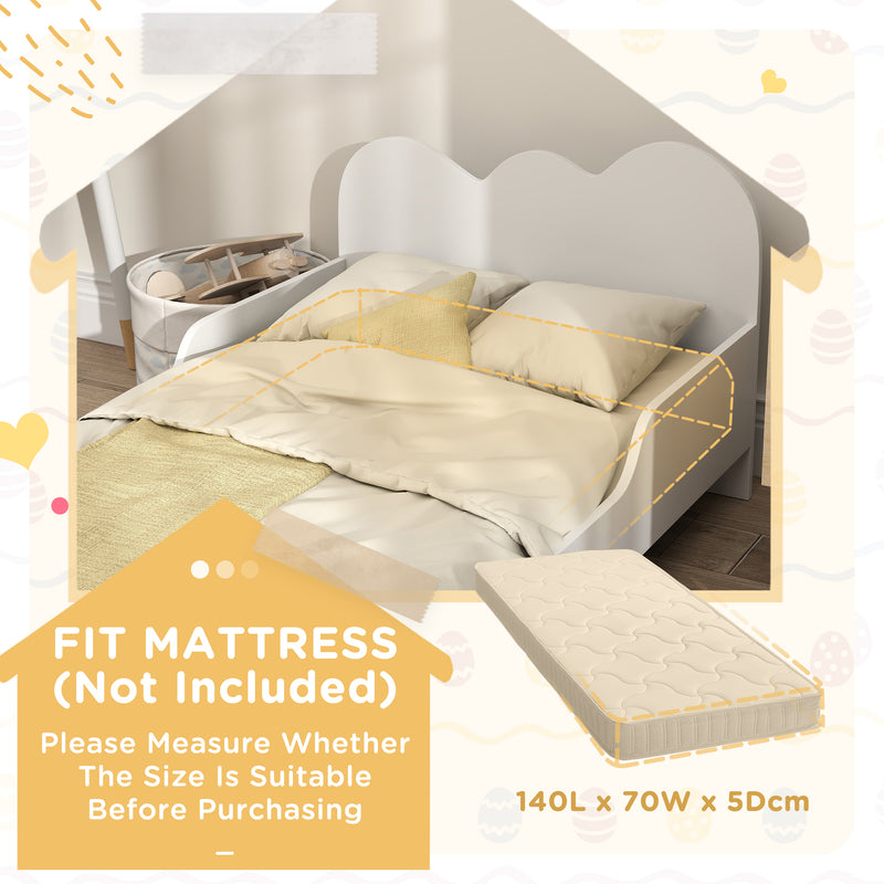 AIYAPLAY Cloud-Themed Toddler Bed with Safety Rails, 143.5 x 74.5 x 56cm