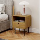 HOMCOM Bedside Table with Drawer and Shelf, Modern Bedside Cabinet, Oak