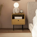 HOMCOM Bedside Table with Drawer and Shelf, Modern Bedside Cabinet, Oak