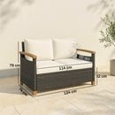 Outsunny Rattan Garden Sofa With Cushioned Wide Seats Brown