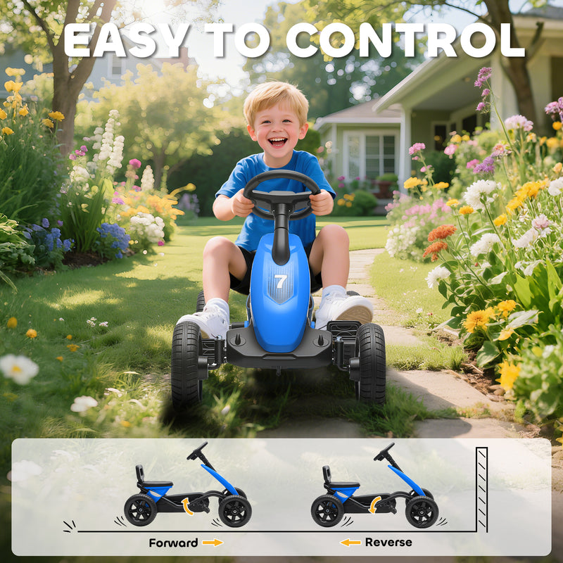 AIYAPLAY Pedal Go-Kart for Kids with Silent EVA Wheels, Metal Frame