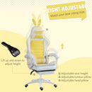 Vinsetto Racing Style Gaming Chair With Footrest Removable Rabbit Ears, Yellow