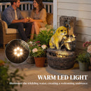 Outsunny Garden Water Feature, Freestanding Water Fountain with LED Lights