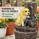 Outsunny Garden Water Feature, Freestanding Water Fountain with LED Lights