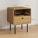 HOMCOM Bedside Table with Drawer and Shelf, Modern Bedside Cabinet, Oak