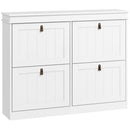 HOMCOM Slim Shoe Cabinet With Adjustable Shelves For Hallway, White