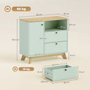 HOMCOM Sideboard, 80 cm Buffet Cabinet with 2 Drawers, Light Green and Oak