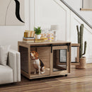 PawHut Dog Crate Furniture w/ Sliding Door, Walnut Brown