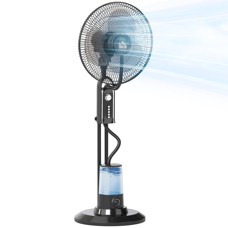 HOMCOM Spray Misting Fan, Pedestal Fan w/ Oscillation, Tilt, 4 Speeds