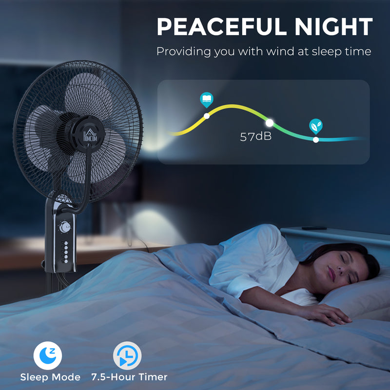 HOMCOM Spray Misting Fan, Pedestal Fan w/ Oscillation, Tilt, 4 Speeds