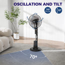 HOMCOM Spray Misting Fan, Pedestal Fan W/ Oscillation, Tilt, 4 Speeds