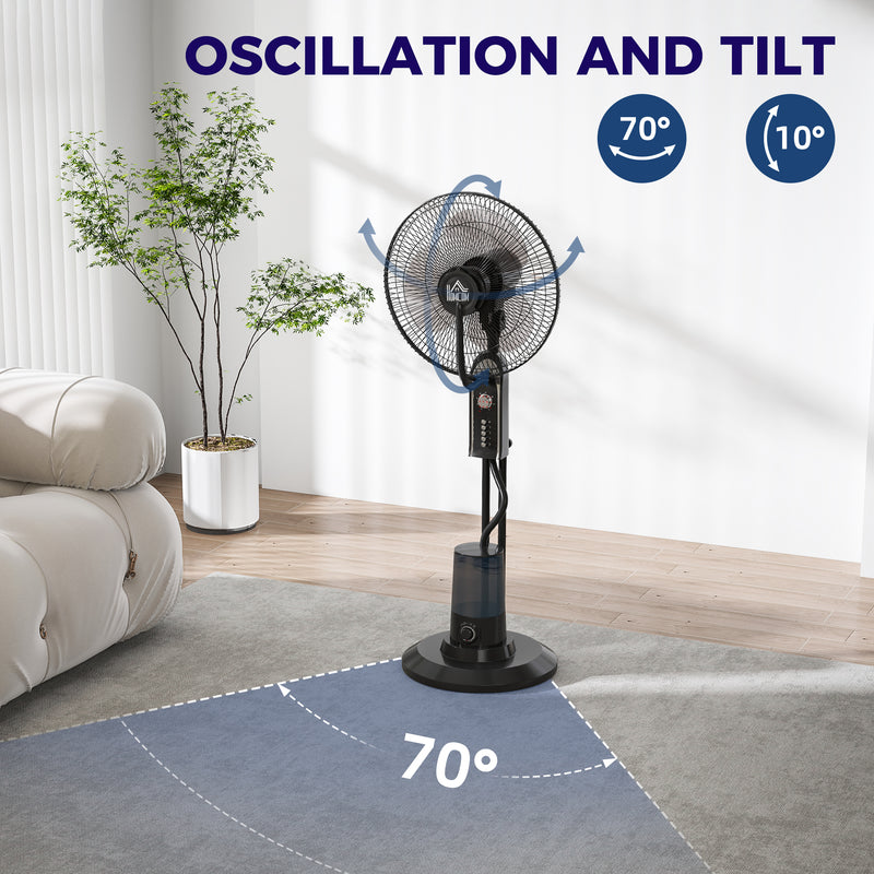 HOMCOM Spray Misting Fan, Pedestal Fan w/ Oscillation, Tilt, 4 Speeds