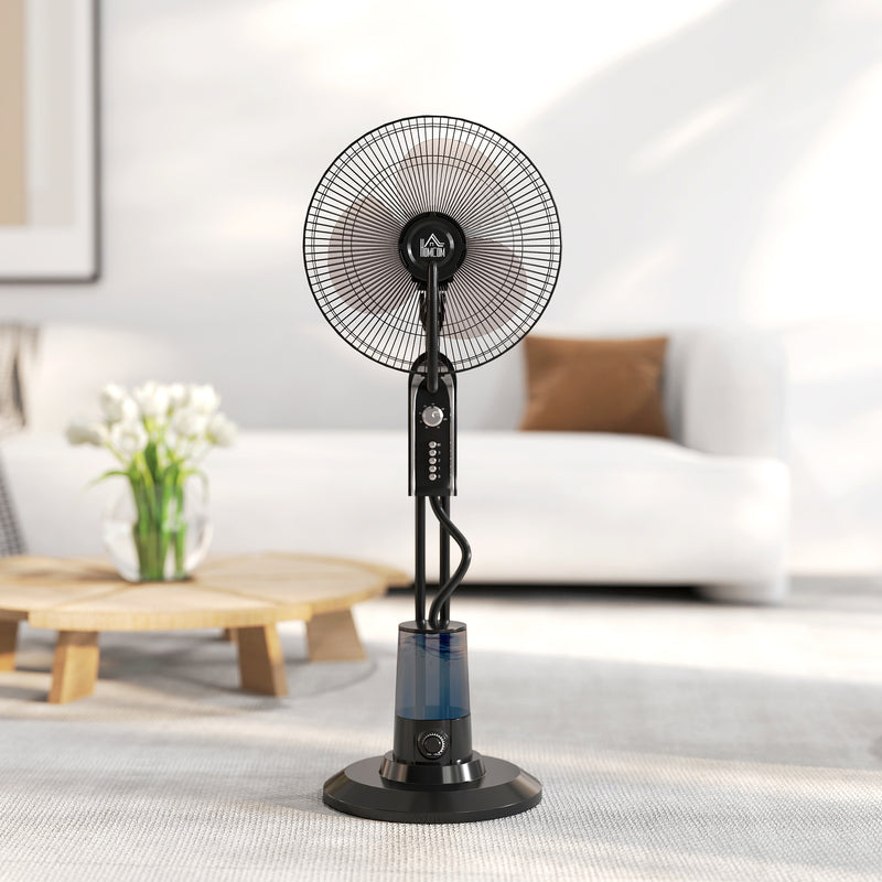 HOMCOM Spray Misting Fan, Pedestal Fan w/ Oscillation, Tilt, 4 Speeds
