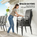 Outsunny 9 Pieces Patio Dining Set With Stackable Chairs, Dark Grey