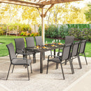 Outsunny 9 Pieces Patio Dining Set With Stackable Chairs, Dark Grey