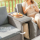 Outsunny 5 Piece Rattan Garden Furniture Set w/ Storage Table, Dark Grey