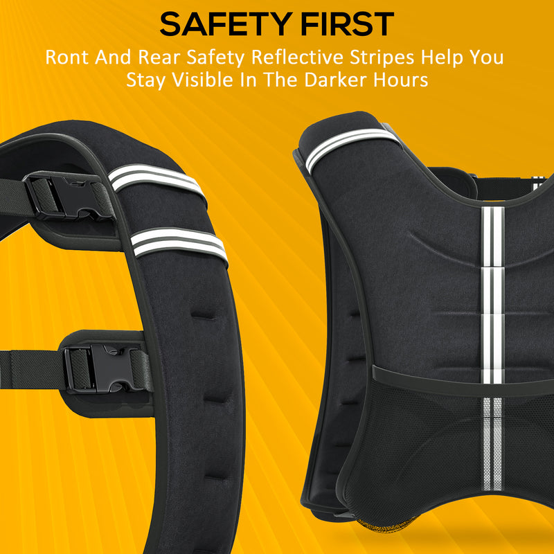 HOMCOM Weighted Vest with Adjustable Straps, Pocket, Reflective Strips