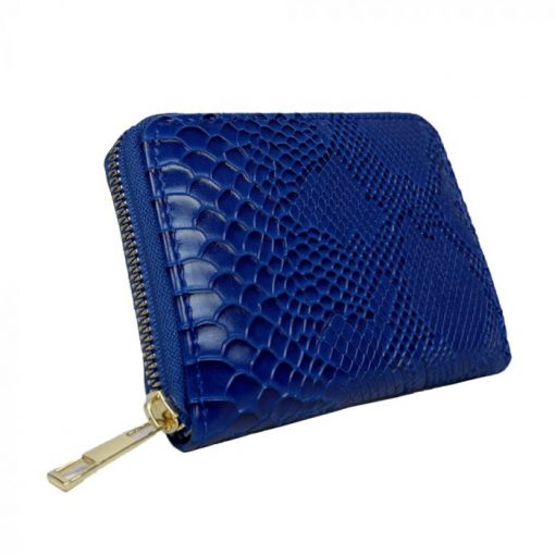 Snake Print Short Purse - Blue