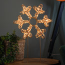 45cm Light up Rose Gold Christmas Snowflake on Metal Stand with Twinkling Warm White LEDs