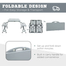 Outsunny Portable Foldable Camping Picnic Table with Seats Chairs and Umbrella Hole, 4-Kids Fold Up Travel Picnic Table, Grey