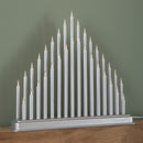 34cm Battery Operated Light up Christmas Candlebridge in Silver with Warm White LEDs