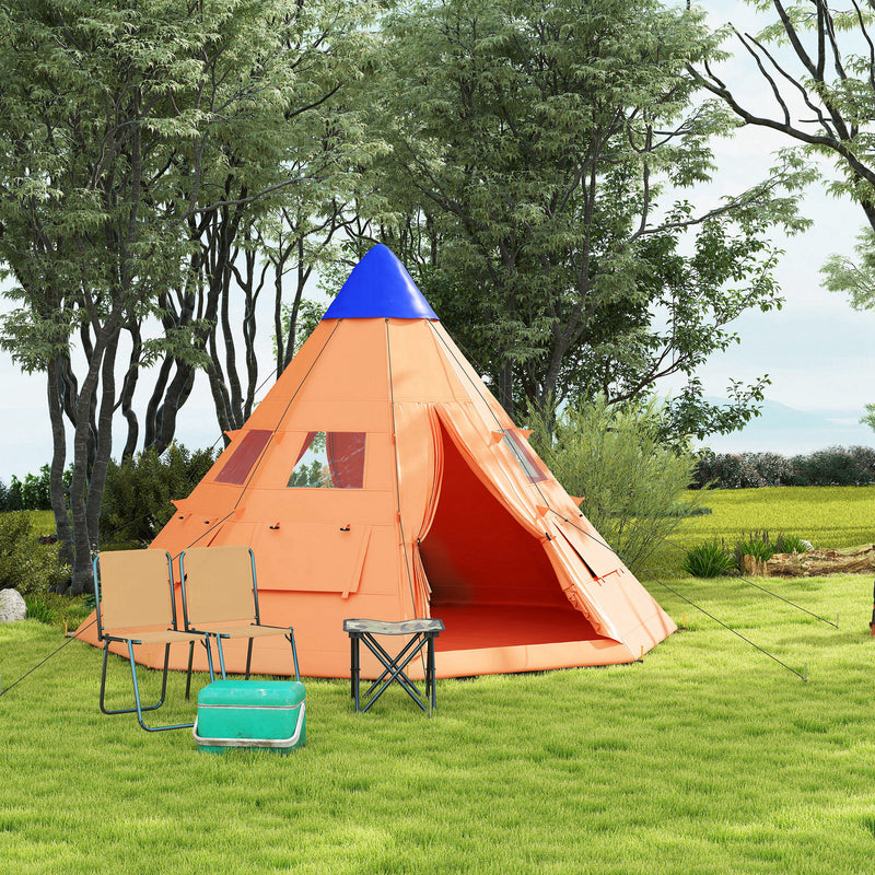 Outsunny 6-7 Person Large Family Party Camping Tent W/ Carrying Bag