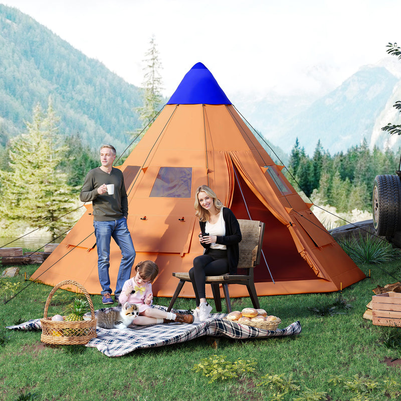 Outsunny 6-7 Person Large Family Party Camping Tent W/ Carrying Bag
