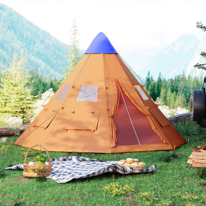 Outsunny 6-7 Person Large Family Party Camping Tent W/ Carrying Bag