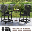 Set Of 2 Outdoor Bar Stool With Armrest