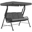 Outsunny 3-Seater Garden Swing Seat, Outdoor Swing Chair with Canopy, Grey