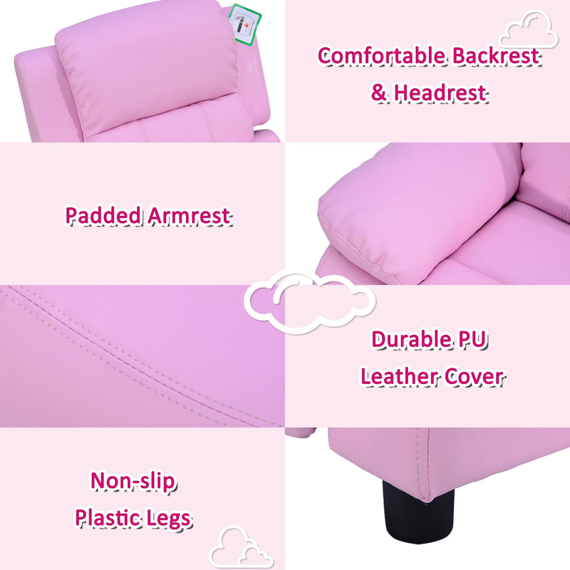 HOMCOM Children Recliner Chair - Pink