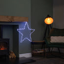 60cm Light Up Metal Hanging Christmas Star Decoration With 280 White LEDs