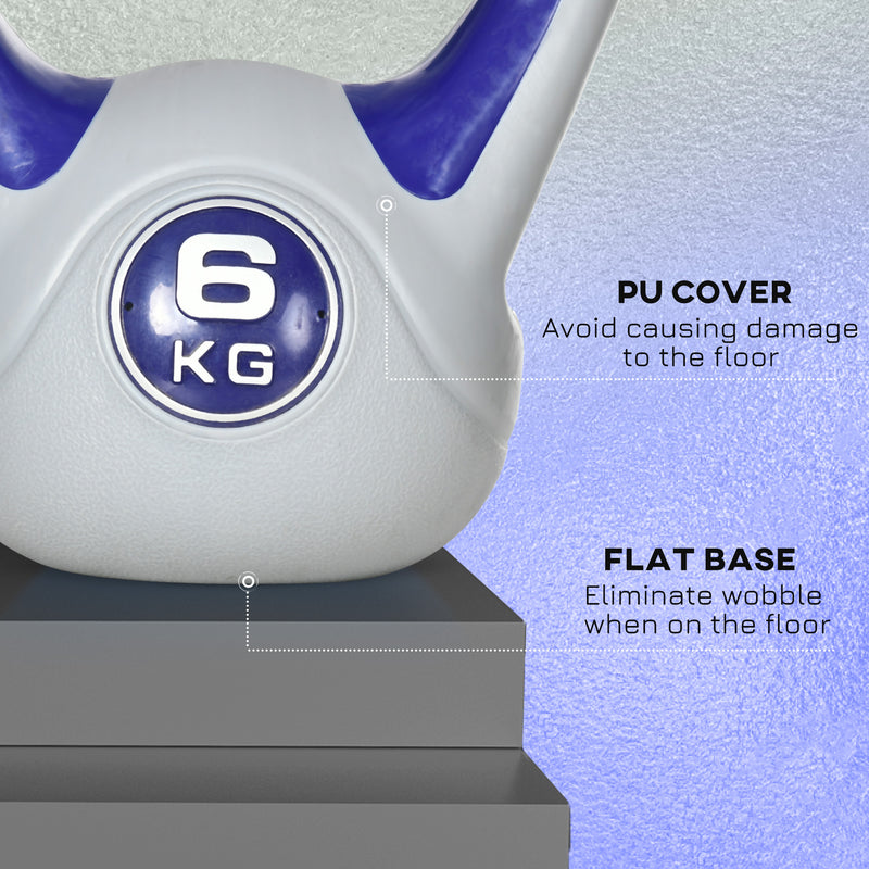 SPORTNOW 6kg Kettle Bell with Handle for Home Gym, Purple and Grey
