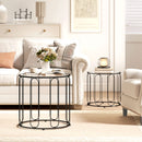 HOMCOM Coffee Table Set Of 2, Nest Of Tables With Metal Frame, Black