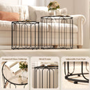 HOMCOM Coffee Table Set Of 2, Nest Of Tables With Metal Frame, Black
